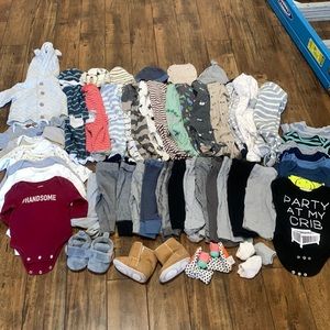 0-3 months baby infant boy clothing lot 54 items gently used condition pajama